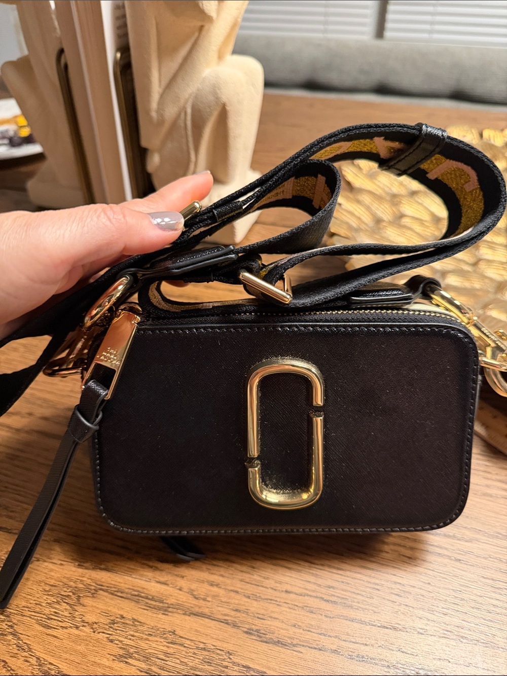 Marc Jacobs Black Camera Crossbody with Gold Hardware